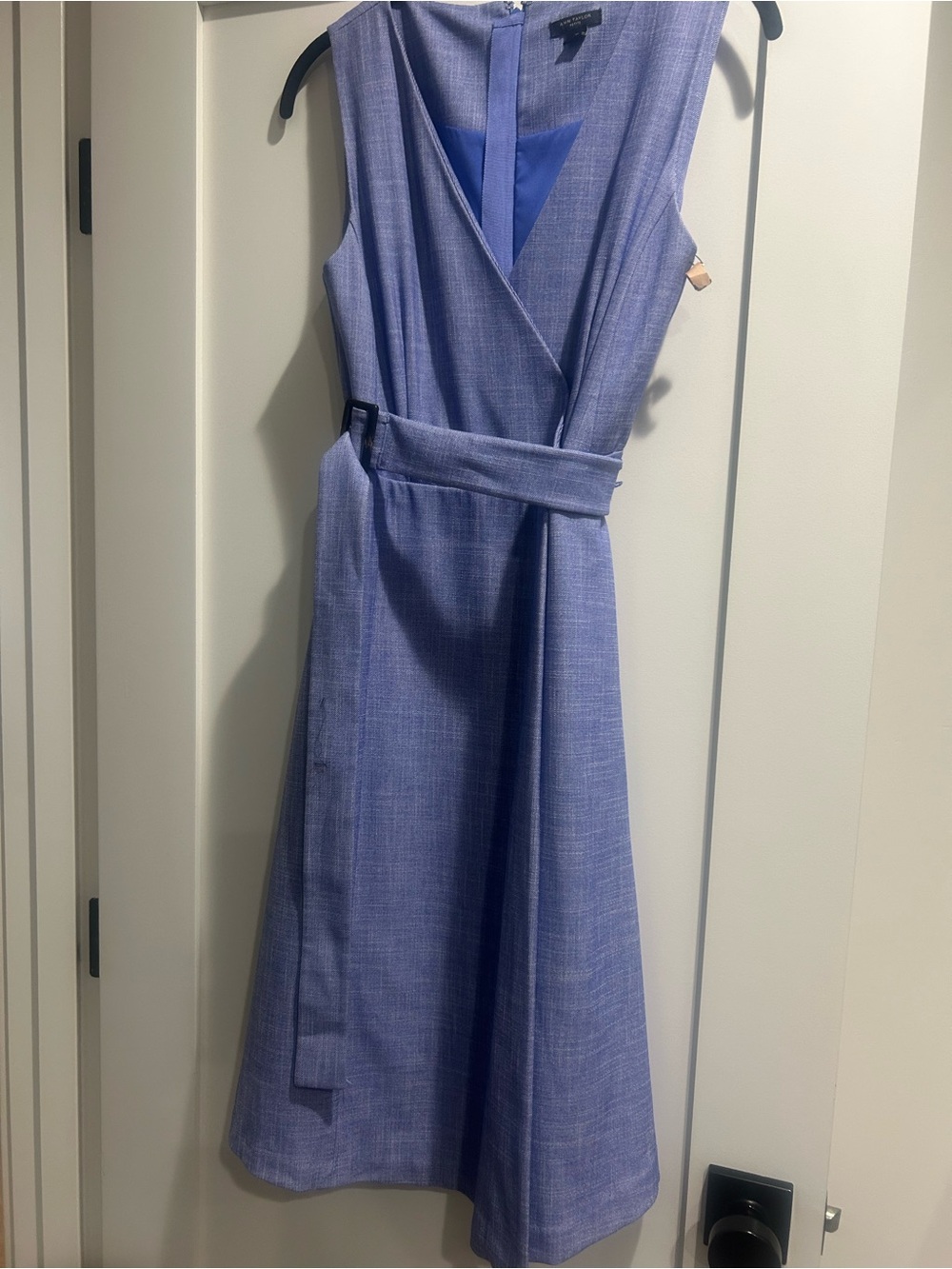 Ann Taylor Petite Sleeveless Lavender Wrap Dress with Belt